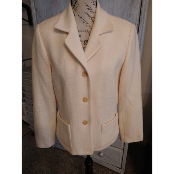 Talbots wool cream blazer Size 10p Boho Classic - Picture 3 of 9